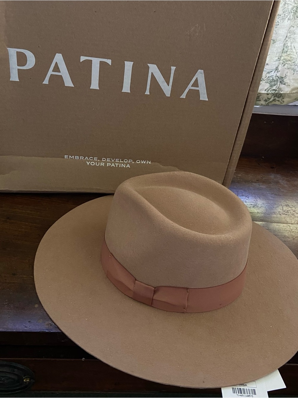 Patina Women's Wide Brim Fedora Hat in Camel